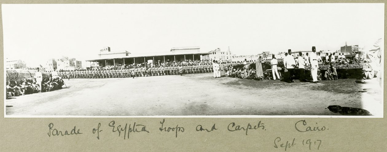 Desfile de tropas y alfombras egipcias, El Cairo, septiembre de 1917 de Capt. Arthur Rhodes