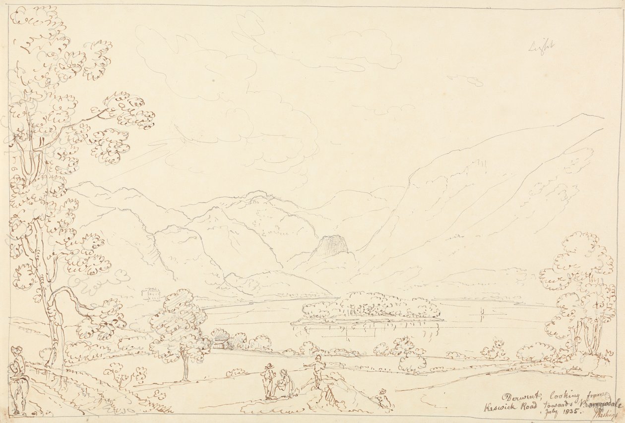 Derwent mirando hacia Borrowdale, julio de 1835 de Capt. Thomas Hastings