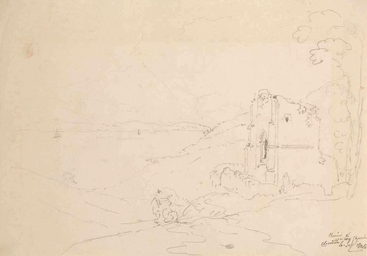 Ruinas de la iglesia de Walton, Clevedon, 6 de septiembre de 1845 de Capt. Thomas Hastings