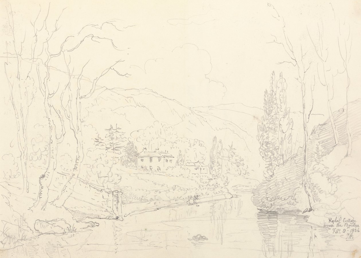 Rydal Cottage desde el puente, 8 de febrero de 1836 de Capt. Thomas Hastings