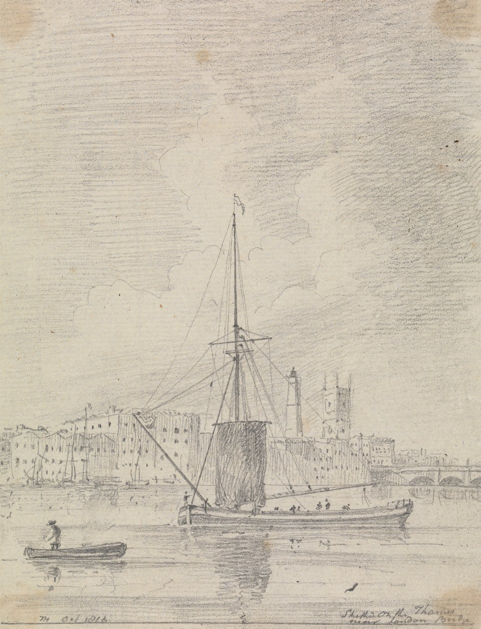 Barcos en el Támesis cerca del puente de Londres, octubre de 1816 de Capt. Thomas Hastings