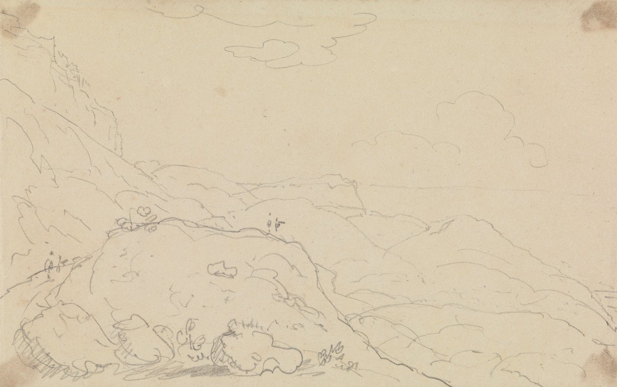 Boceto de acantilado y colinas cerca de la orilla de Capt. Thomas Hastings