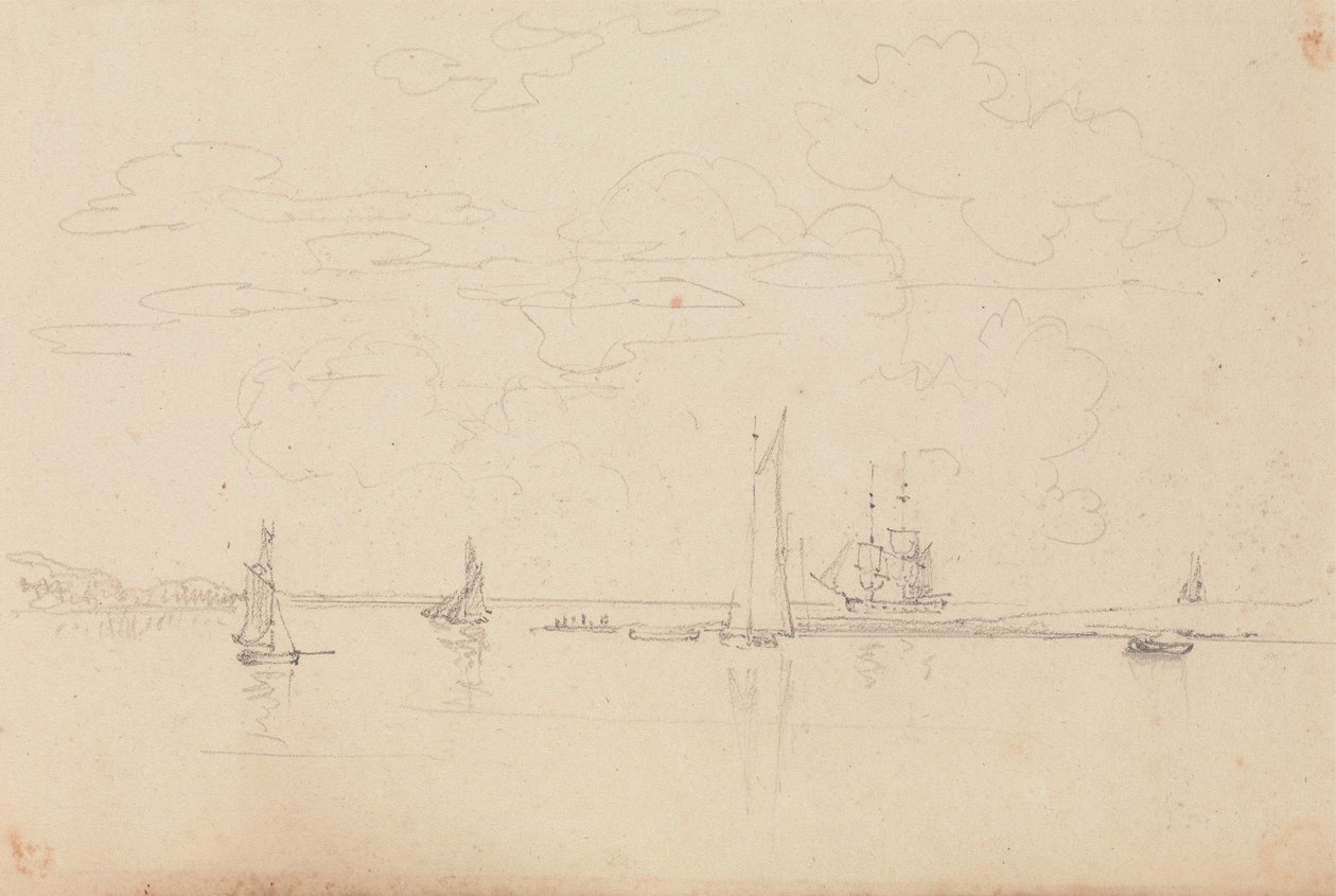 Boceto de veleros en un puerto de Capt. Thomas Hastings