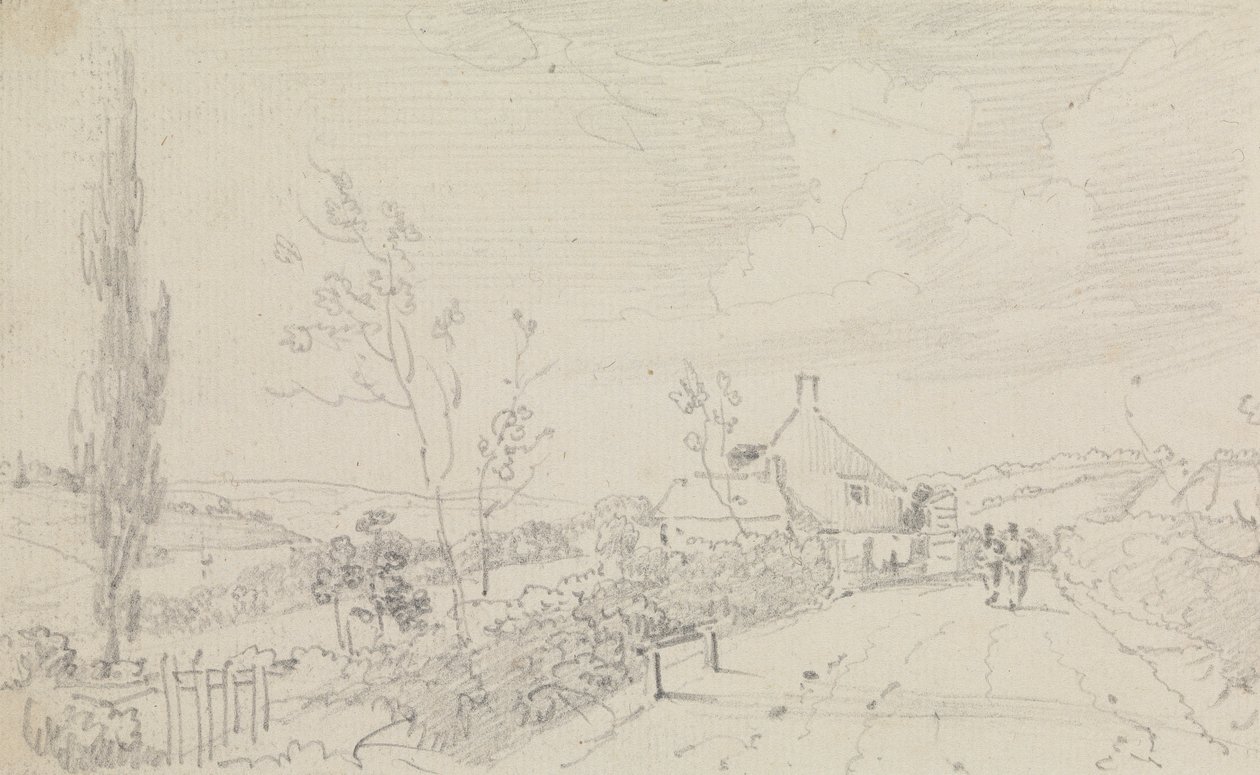 Boceto de un camino rural y una casa de campo de Capt. Thomas Hastings