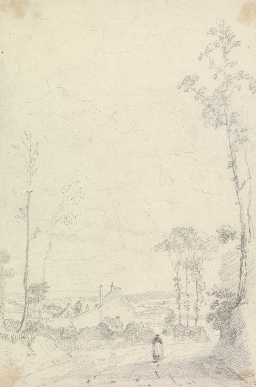 Boceto de una casa en un camino de brezales de Capt. Thomas Hastings