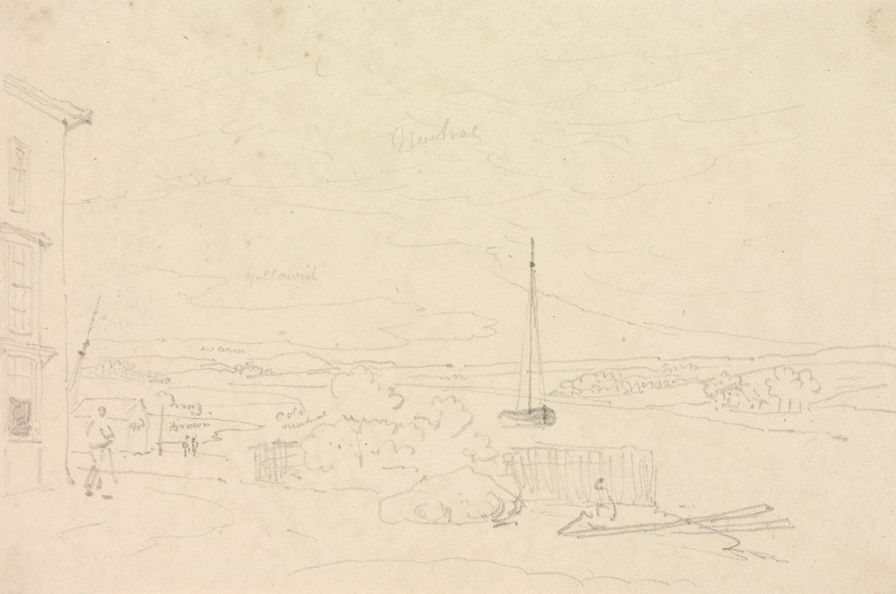 Boceto de un paisaje fluvial, Isla de Wight de Capt. Thomas Hastings