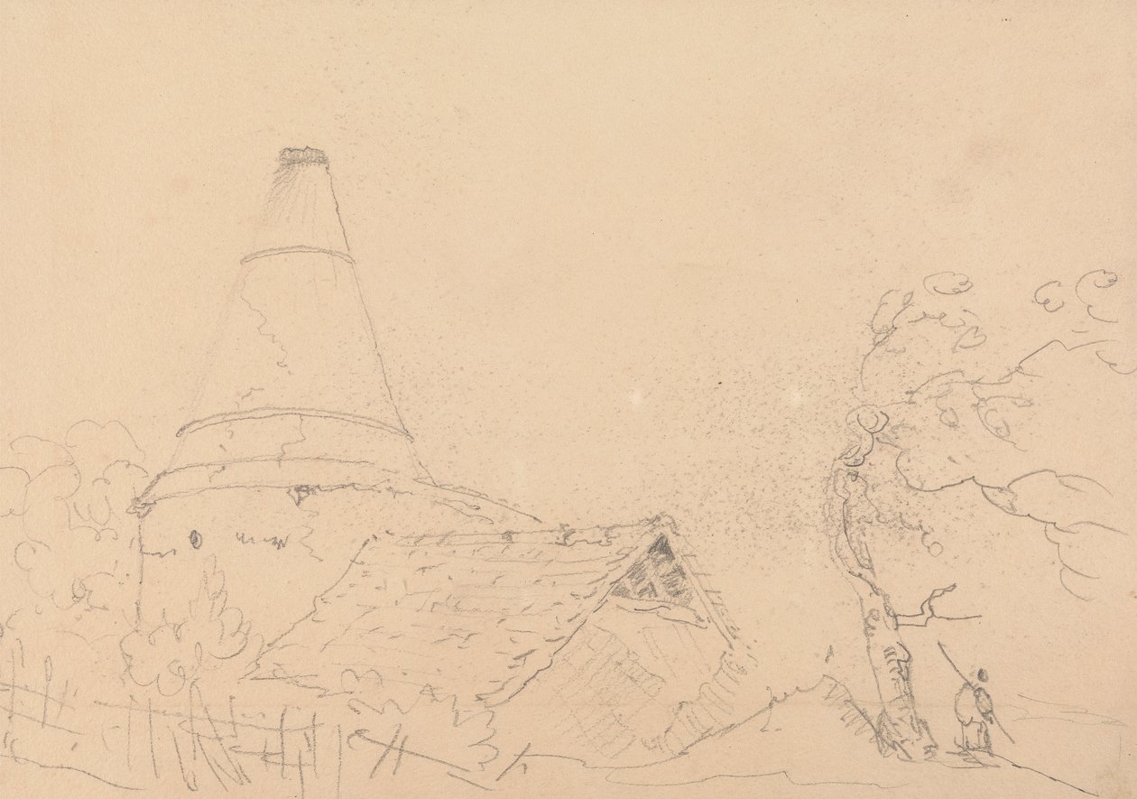 Croquis de un tejado con una gran chimenea de Capt. Thomas Hastings