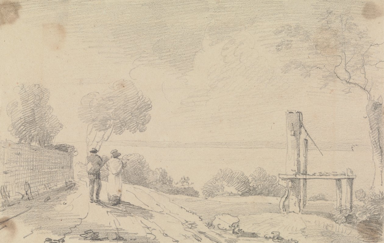 Croquis de un camino costero cerca de un andén de Capt. Thomas Hastings