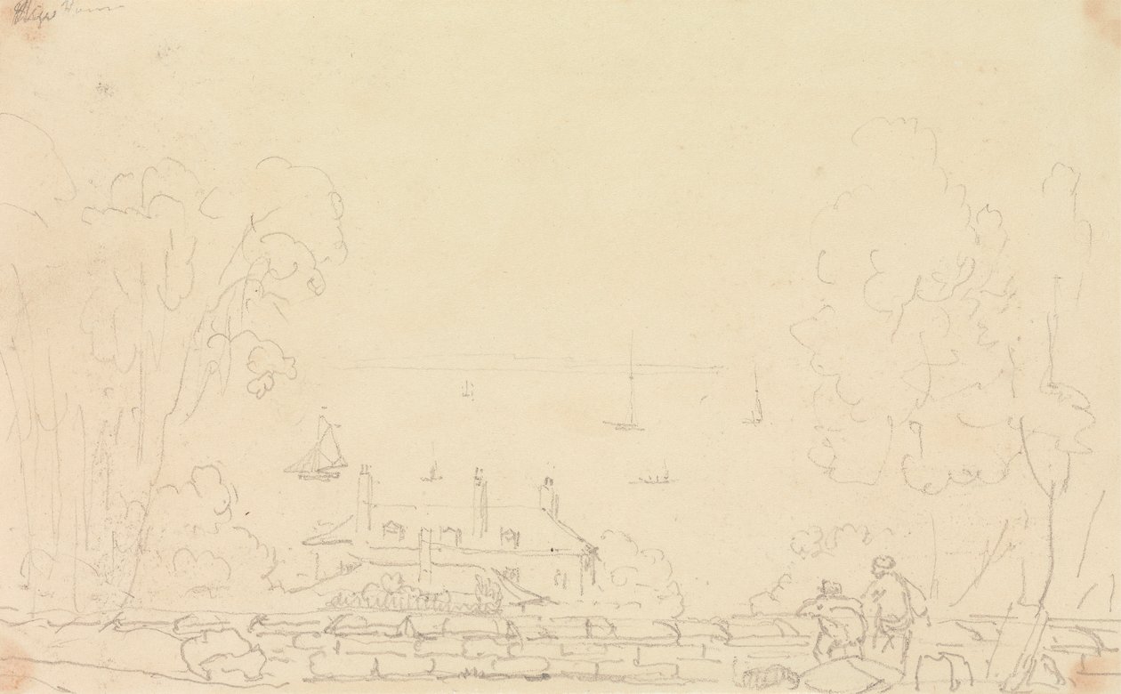 Boceto de una casa de campo cerca de la costa, Isla de Wight de Capt. Thomas Hastings