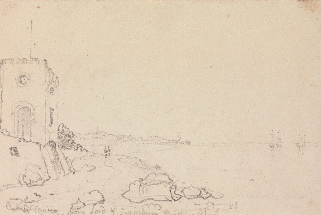 West Cowes desde la casa de baños de Lord Henry Seymour, octubre de 1825 de Capt. Thomas Hastings