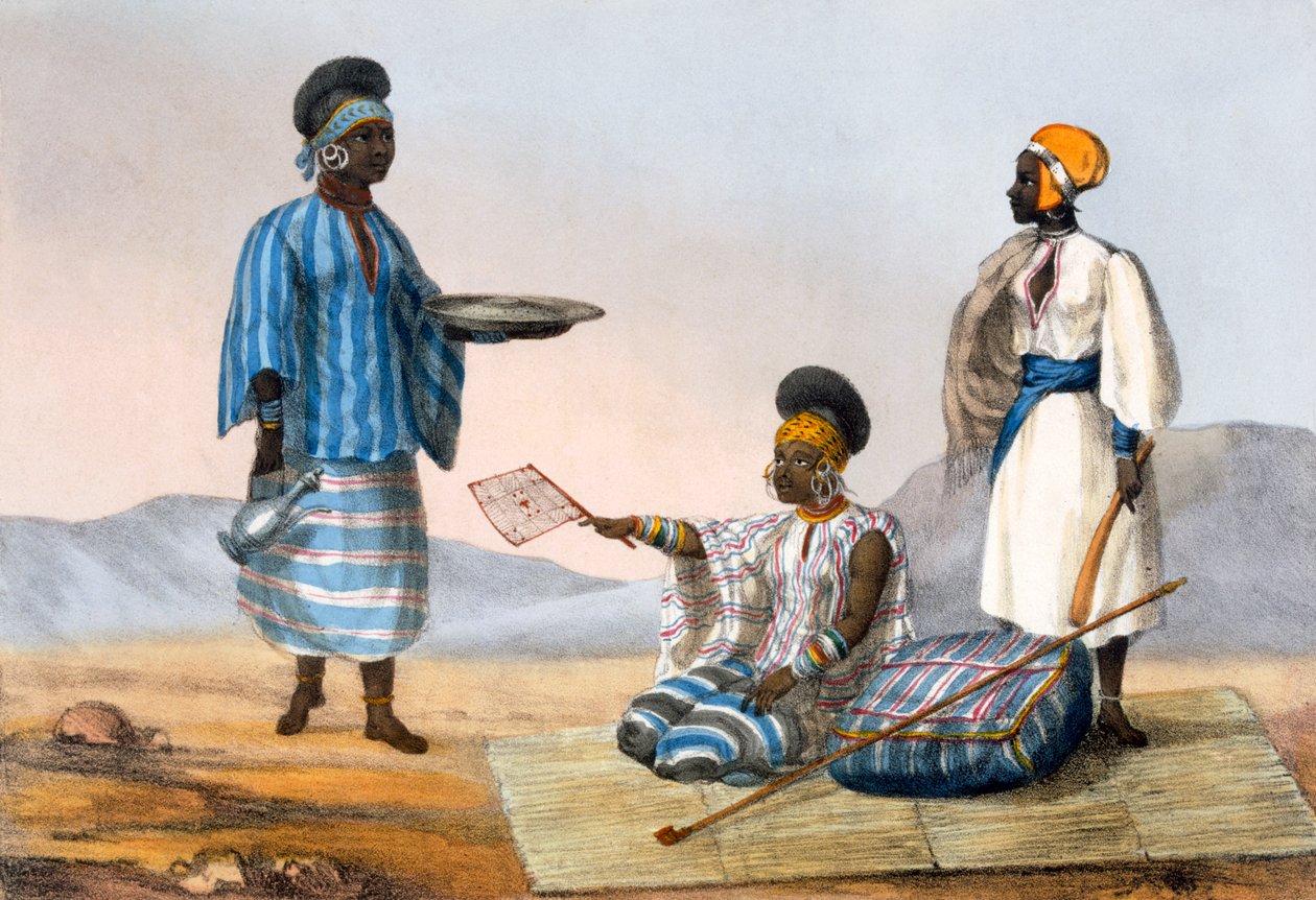 Grupo de mujeres nativas en Sudán, de 