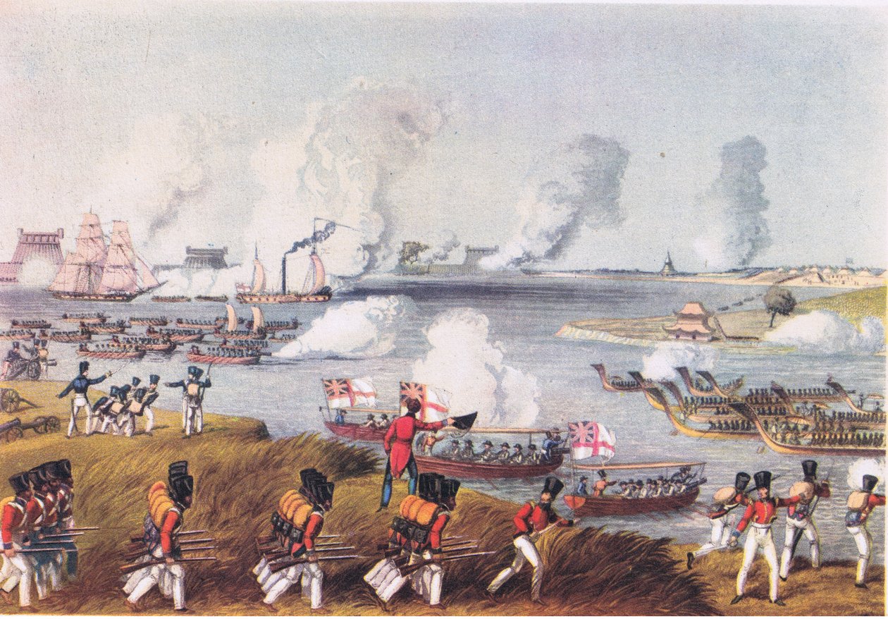 Fuerzas navales y militares combinadas en Birmania, 17 de marzo de 1825, de British Adventure publicado por Collins, 1947 de Captain R. N. Thornton