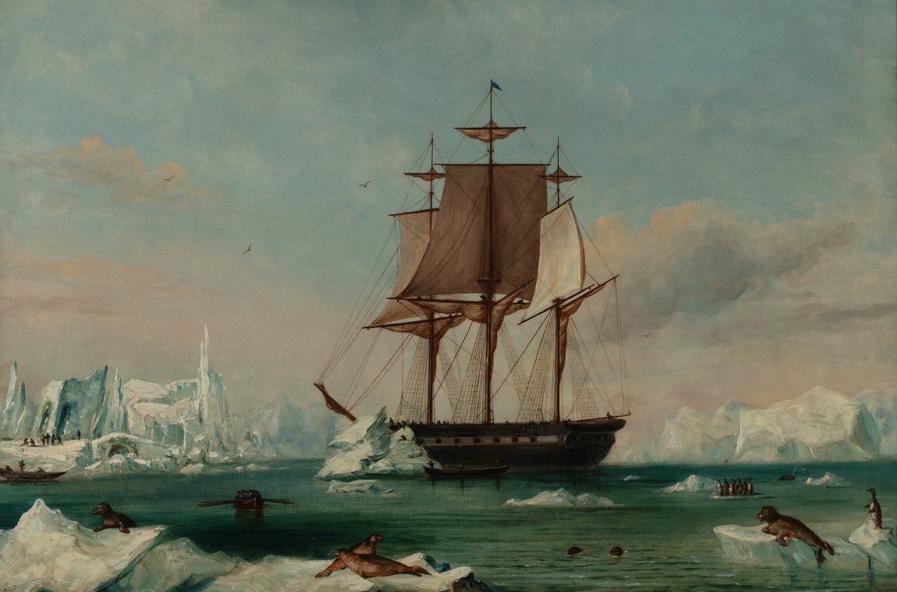 USS Vincennes in Disappointment Bay (óleo sobre lienzo) de Captain Charles (attributed to) Wilkes