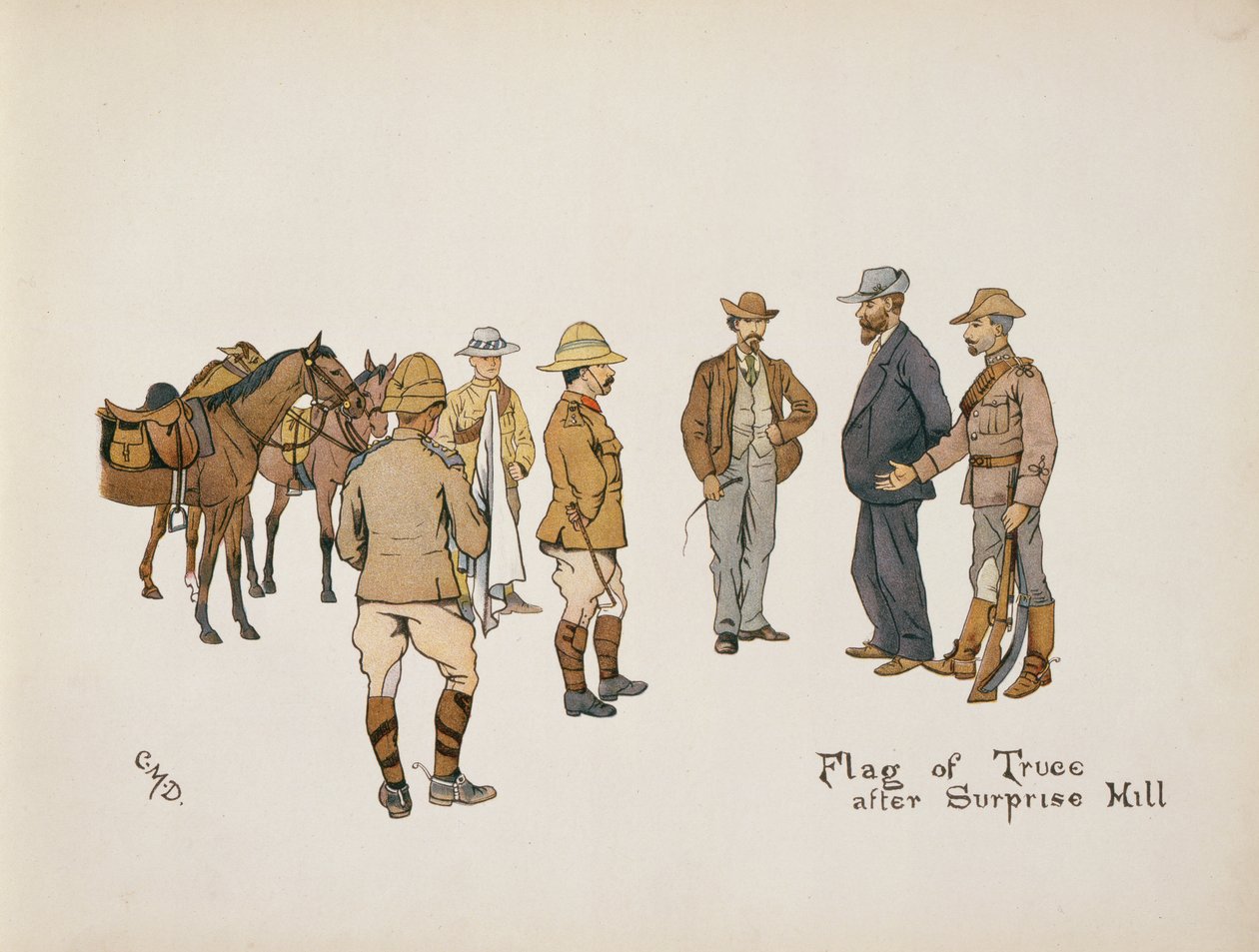 Bandera de tregua después de Surprise Hill, de The Leaguer of Ladysmith, 1900 de Captain Clive Dixon