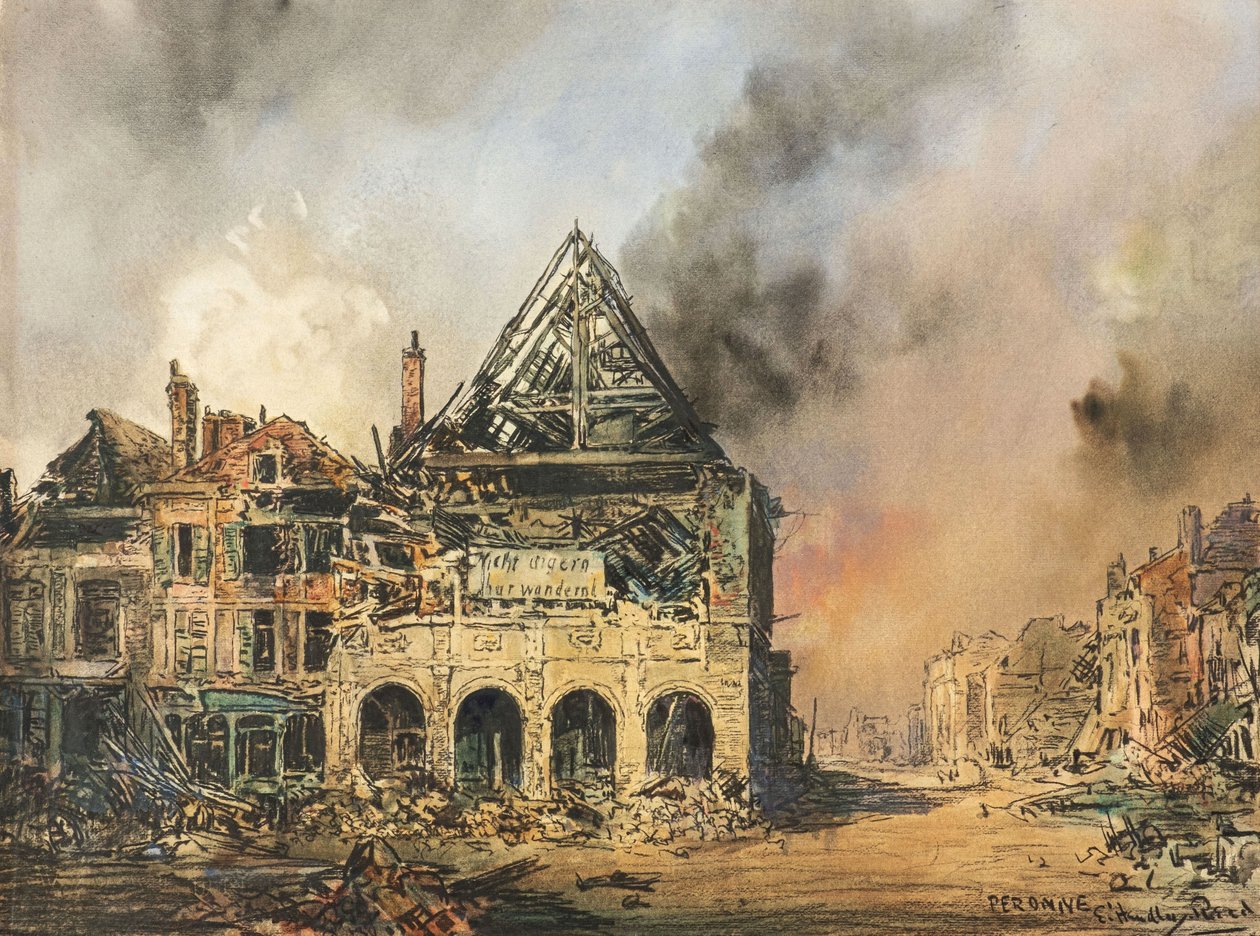 Peronne, c.1914-18 (acuarela) de Captain Edward Henry Handley Read