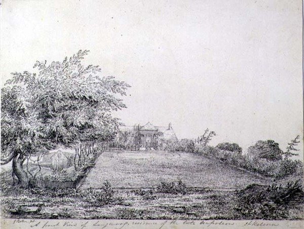 Vista frontal de la residencia Longwood de Napoleón I en la tarde, Santa Elena de Captain G. Rotton