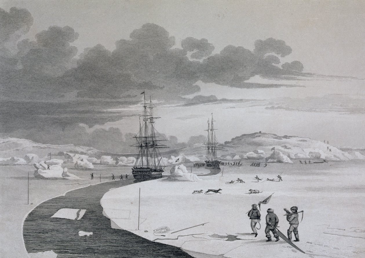 Cortando en la Isla de Invierno, octubre de 1821, del Diario de un Segundo Viaje para el Descubrimiento de un Paso del Noroeste desde el Atlántico hasta el Pacífico realizado en los años 1821-22-23, por William Edward de Captain George Francis Lyon