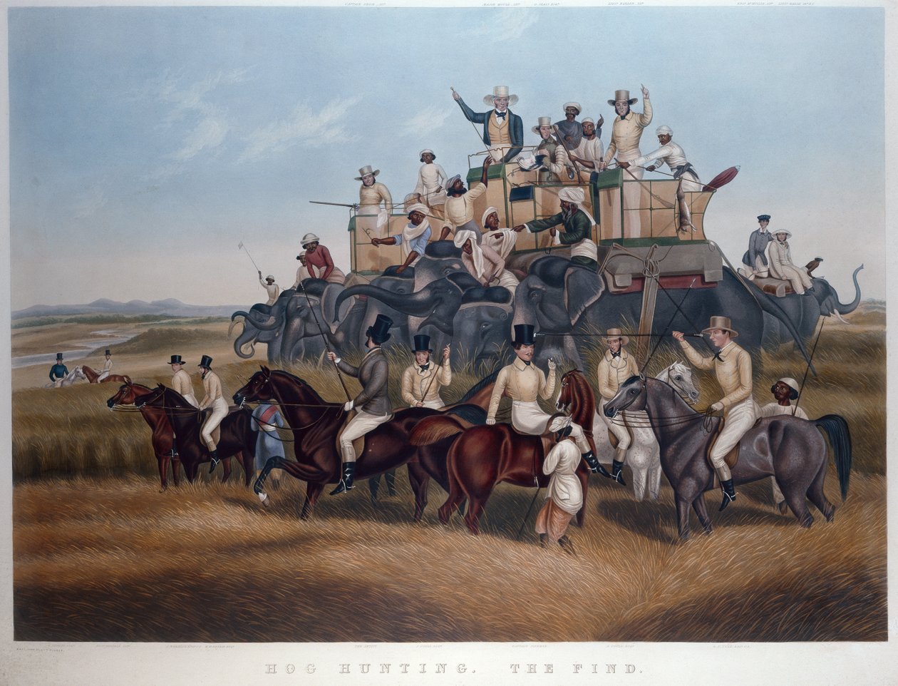 Caza de Jabalíes: El Hallazgo, grabado y pub. por Messrs Fores, c.1840 de Captain John (after) Platt