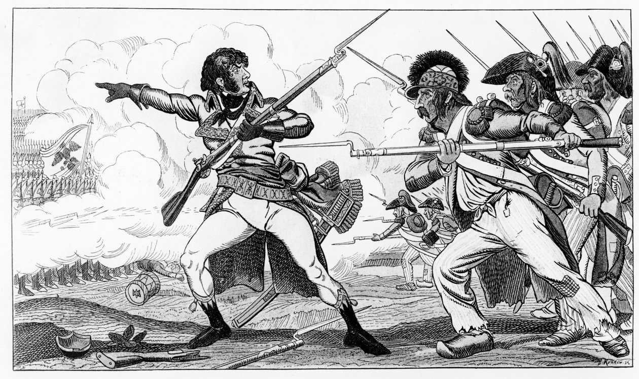 Los Voluntarios en Zuecos en la Batalla de Valmy, 20 de septiembre de 1792, ilustración de 