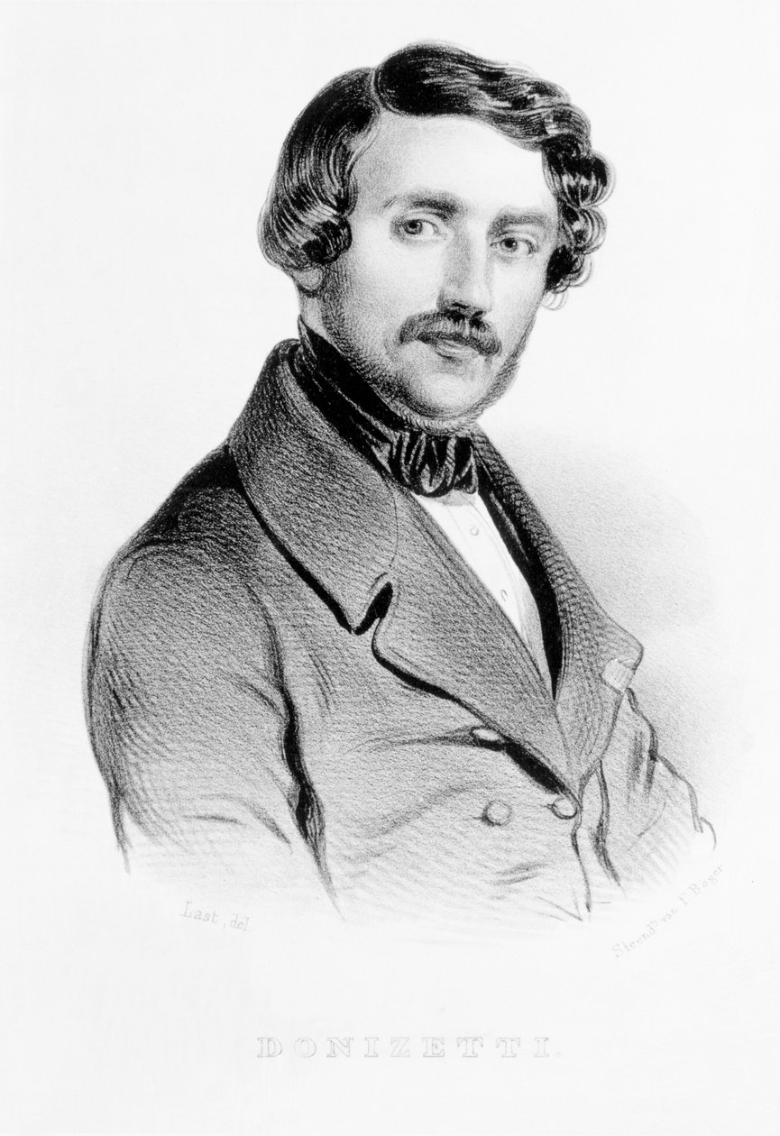 Retrato de Gaetano Donizetti (1797-1848) compositor italiano, grabado por F. Boger de Carel Christian Anthony Last