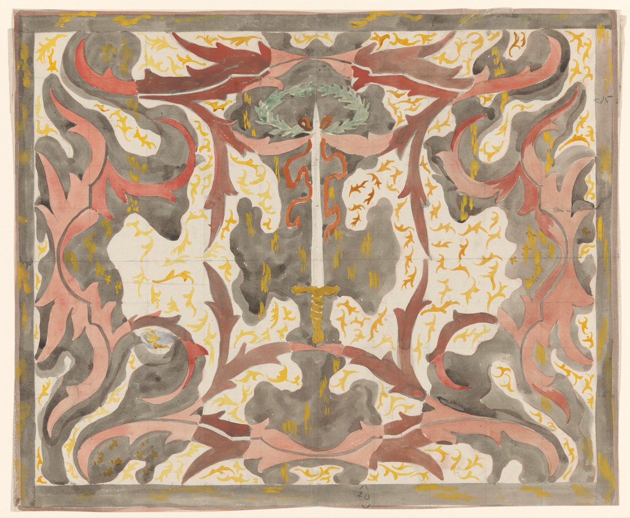 Diseño decorativo con espada en relieve de Carel Adolph Lion Cachet