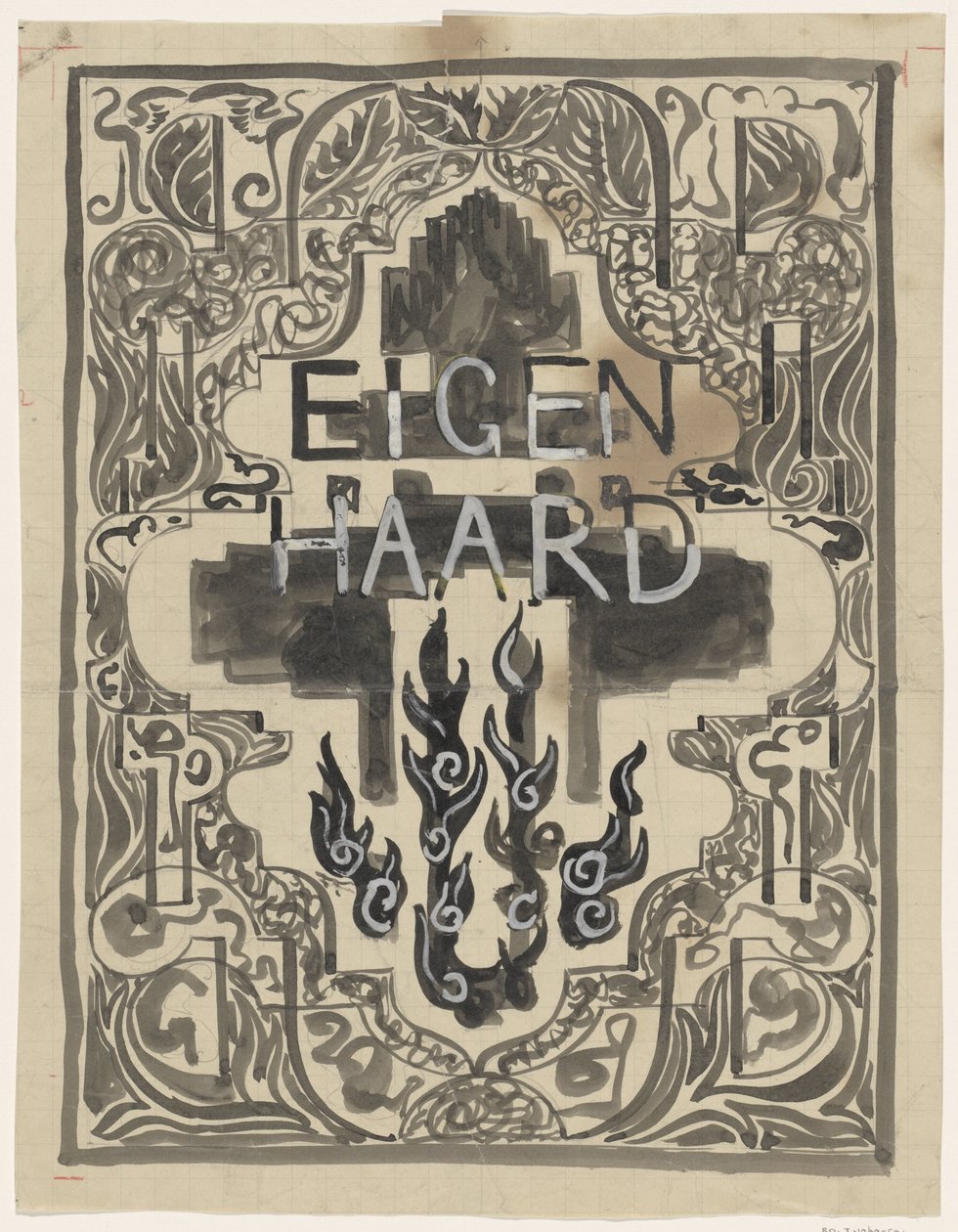 Diseño de la portada de Eigen Haard de Carel Adolph Lion Cachet