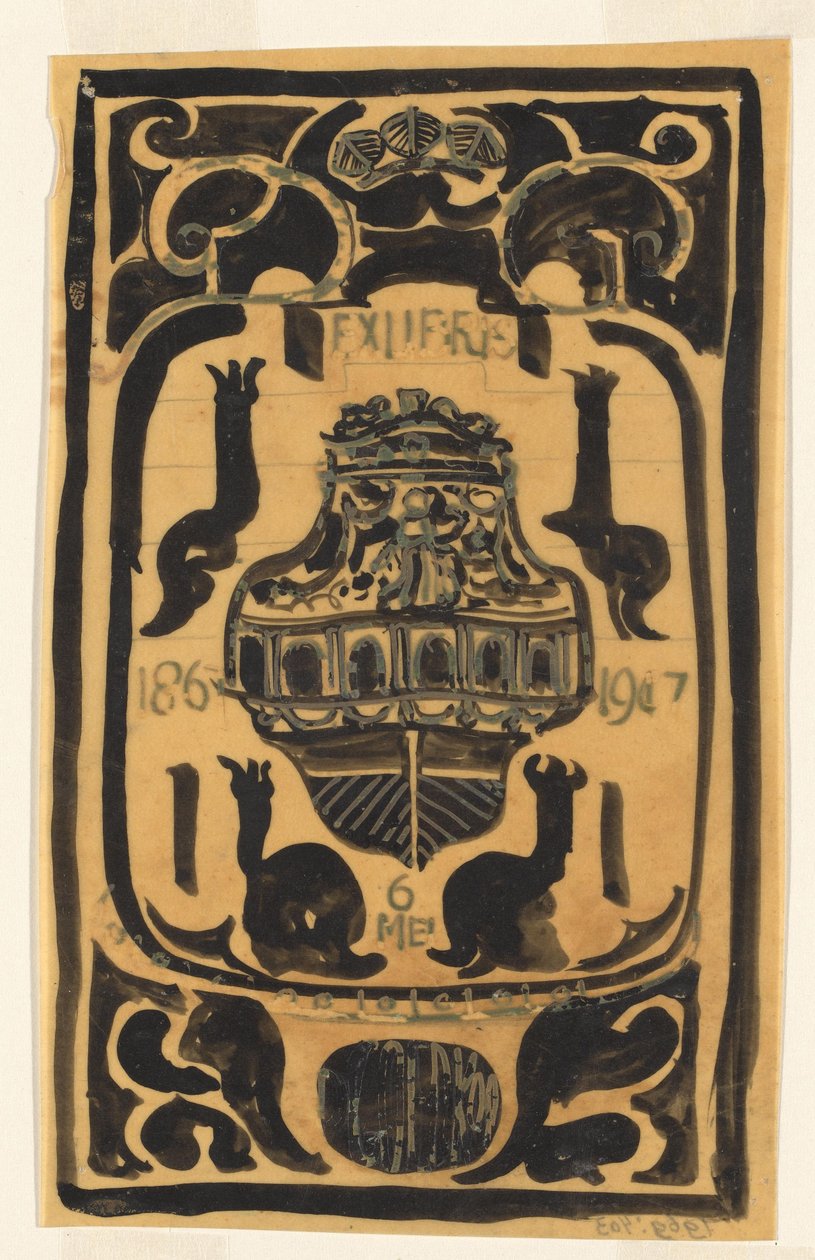 Entwurf für ein Exlibris für D. Goedkoop de Carel Adolph Lion Cachet