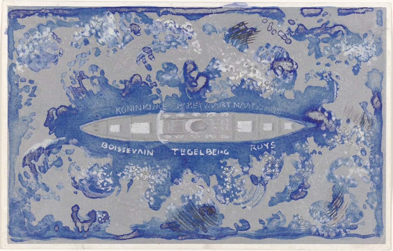 Diseño de una viñeta para la naviera Royal Paket de Carel Adolph Lion Cachet