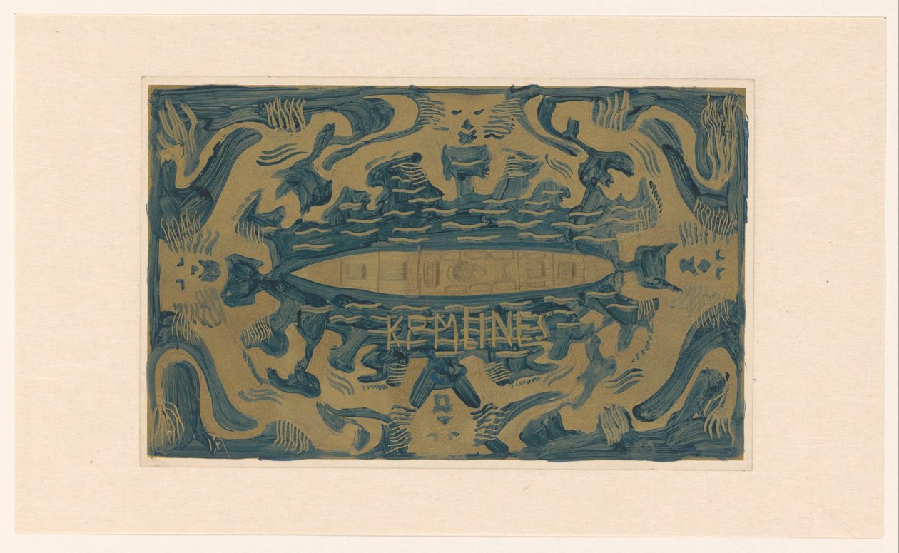 Diseño de la viñeta de la Royal Paket Shipping Company, K.P.M. Lines de Carel Adolph Lion Cachet