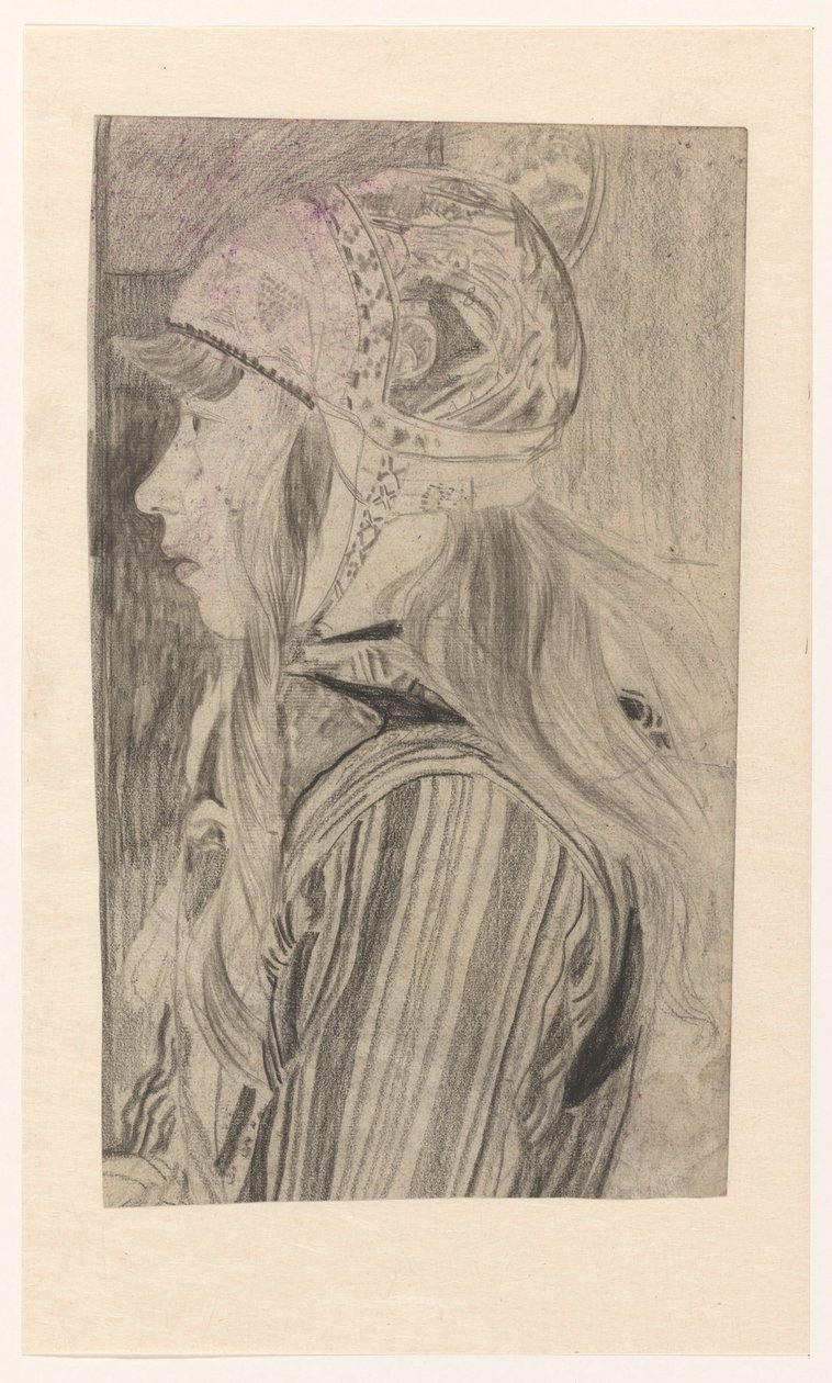 Retrato de niña con traje de Marken de Carel Adolph Lion Cachet