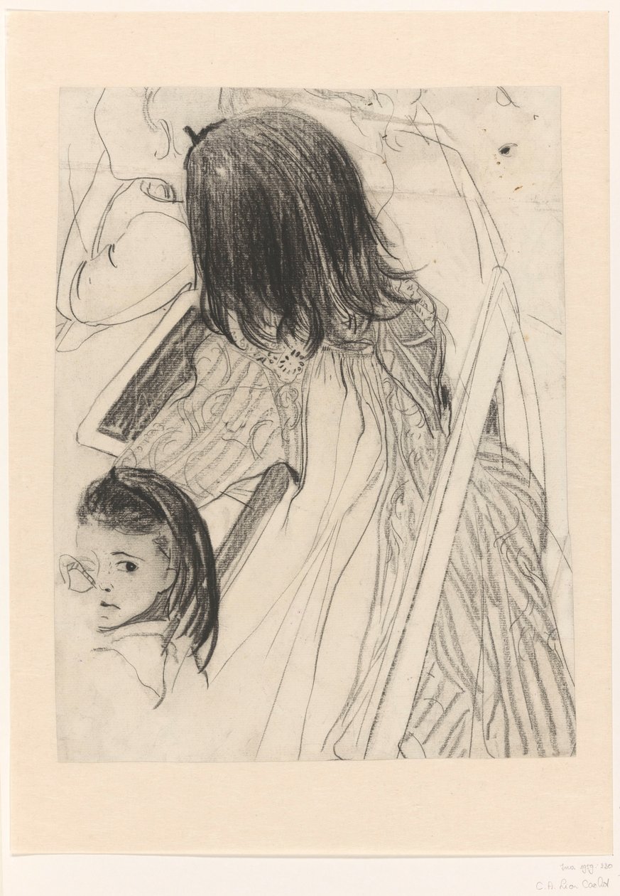 Hoja de dibujo con una colegiala sentada de Carel Adolph Lion Cachet