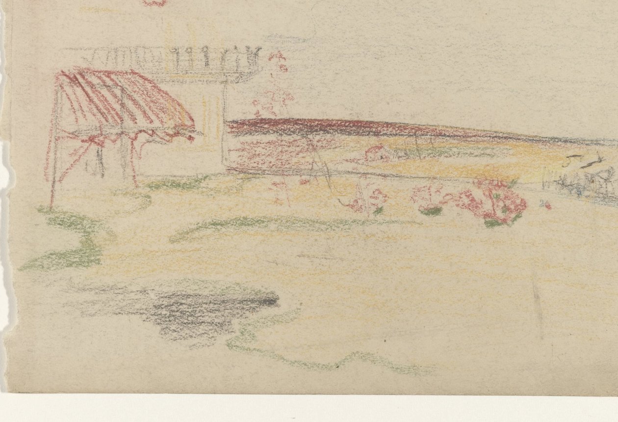 Jardín detrás de una casa con toldo de Carel Adolph Lion Cachet