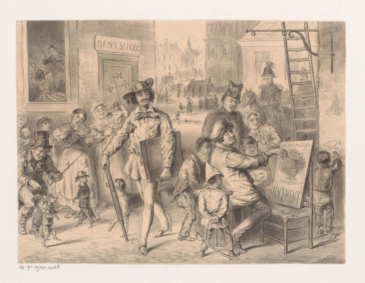 El artista sale a la calle
Aristocracia y democracia en el arte (título en el objeto)
Tydspiegel-phantasien No. 2 (título de la serie) de Carel Christiaan Antony Last (attributed to)