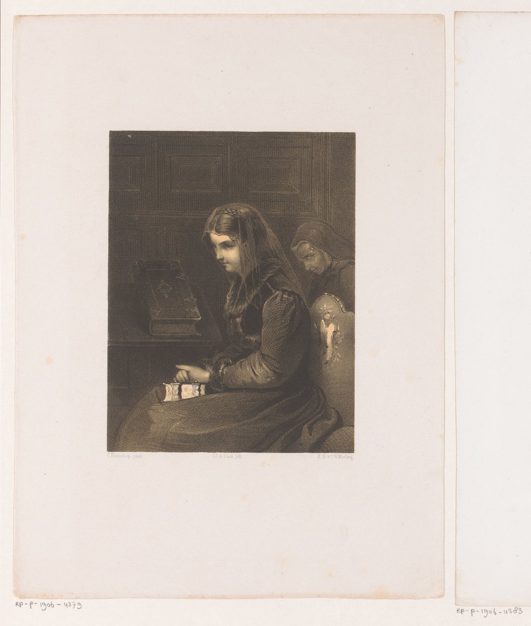 Mujer velada con Biblia en su regazo de Carel Christiaan Antony Last