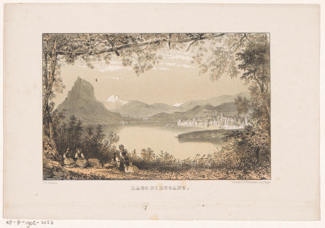 Vista del lago de Lugano Lago di Lugano (título sobre objeto) de Carel Christiaan Antony Last