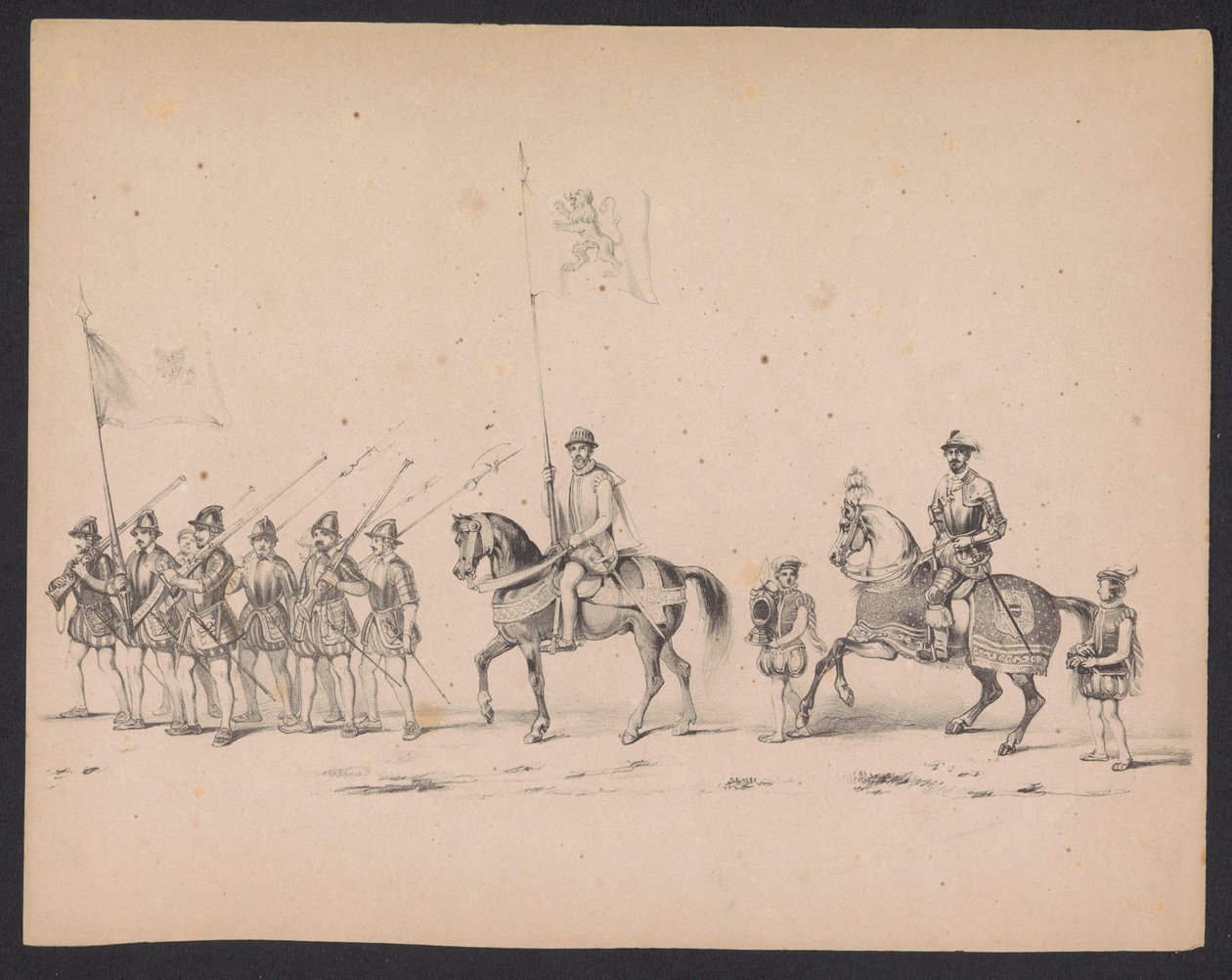 Mascarada de los estudiantes de Utrecht, 1846 (Lámina 2) Representación de la procesión disfrazada, que representa la procesión de Felipe II, Príncipe de España, en Utrecht, el 3 de octubre de 1549, celebrada el 17 de junio de 1846, por S.S. Estudiantes de de Carel Christiaan Antony Last
