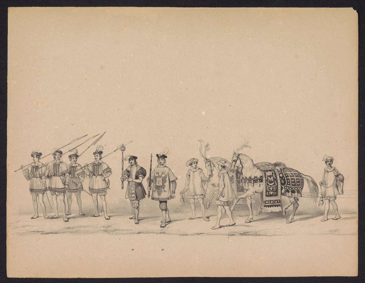 Mascarada de los estudiantes de Utrecht, 1846 (Lámina 7) Representación de la procesión disfrazada, que representa la procesión de Felipe II, Príncipe de España, en Utrecht, el 3 de octubre de 1549, celebrada el 17 de junio de 1846, por S.S. Estudiantes de de Carel Christiaan Antony Last