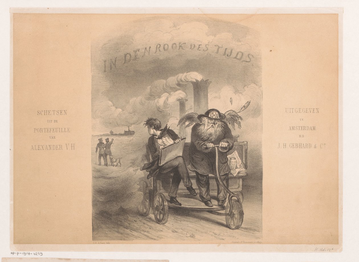 Padre tiempo y artista en una máquina de vapor Portada de: En el humo del tiempo En el humo del tiempo (título de la serie sobre el objeto) de Carel Christiaan Antony Last