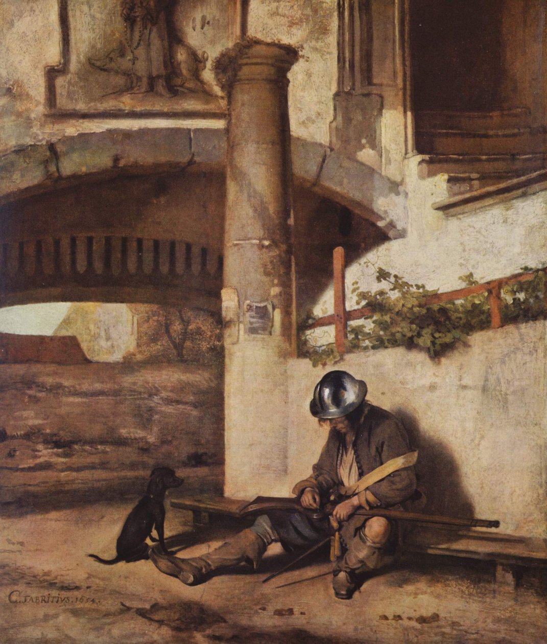 Holandés: El guardia de la puerta de Carel Fabritius