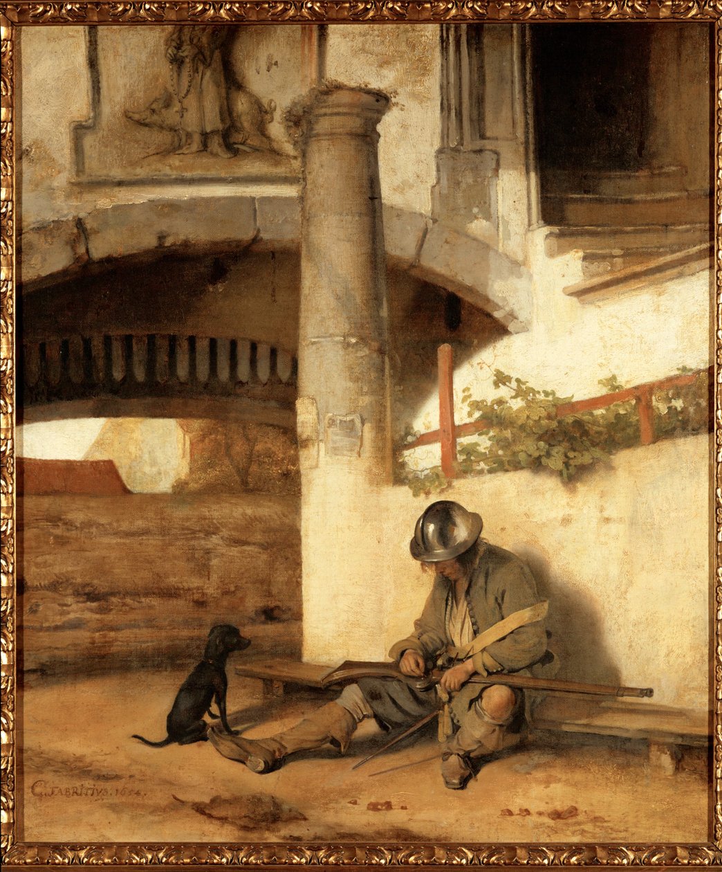 El centinela dormido de Carel Fabritius