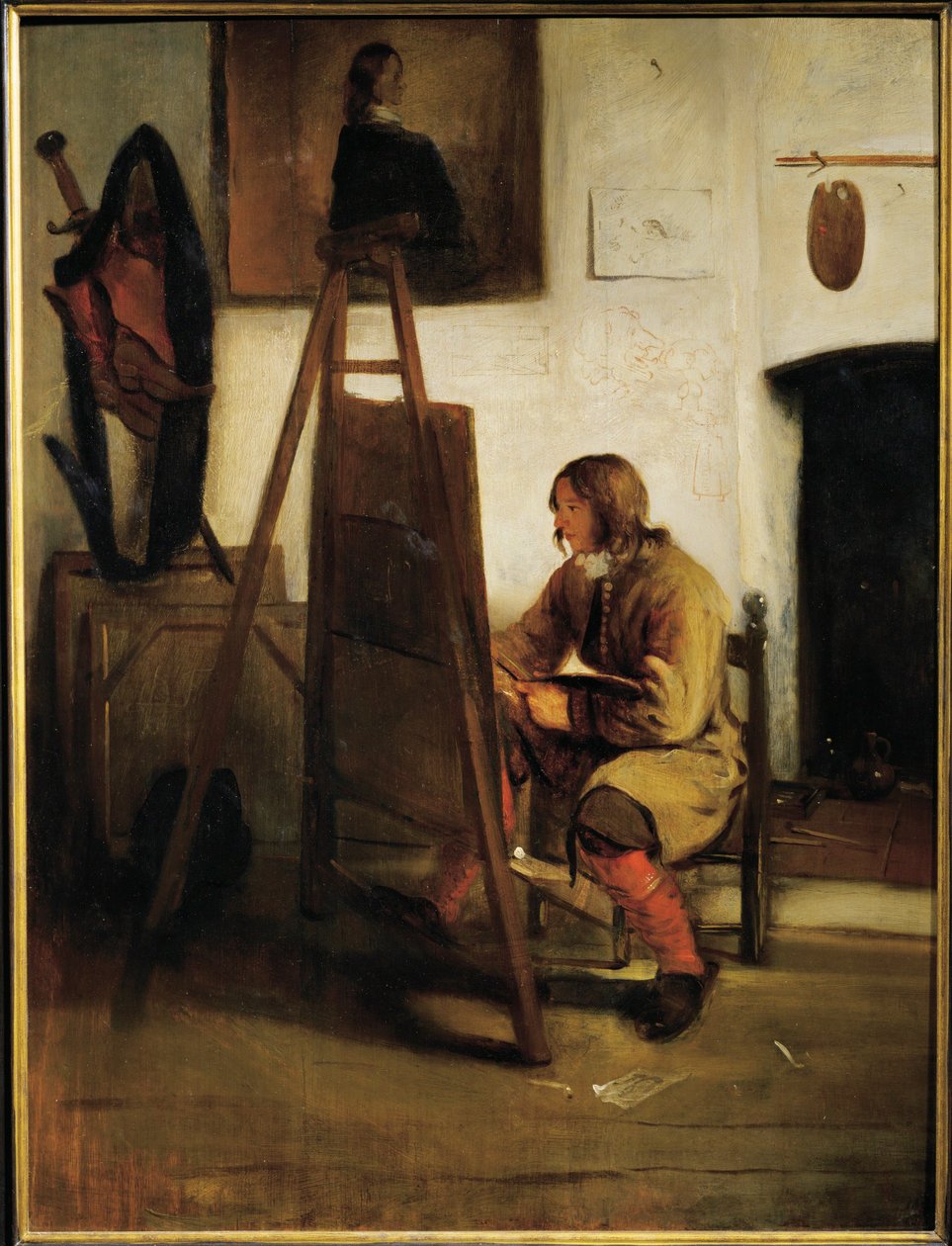 Joven pintor en su estudio (pintura sobre lienzo) de Carel Fabritius