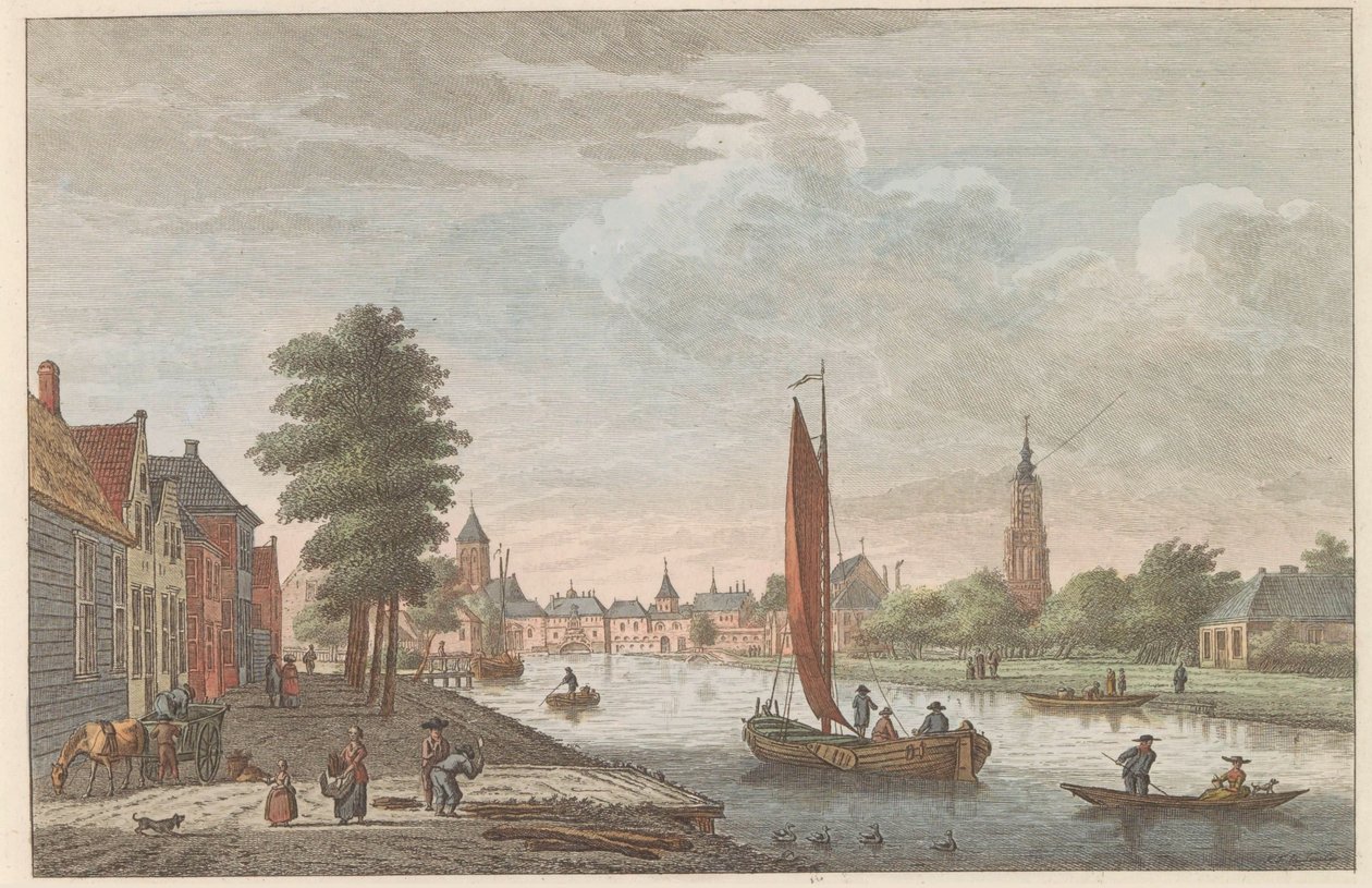 Vista de Amersfoort, hacia 1790 Delft van de Vaart en exhibición / Premio Delft du Cote de la riviere dit le Schie (título sobre el objeto) de Carel Frederik Bendorp (I)