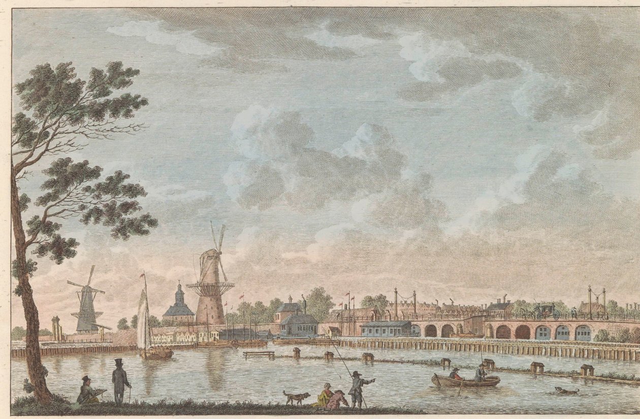 Gezicht op de Hogesluis, ca. 1790 Hooge Amstel Sluis te Amsterdam / High bridge, llamado hoog sluis - anteriormente llamado Lovers