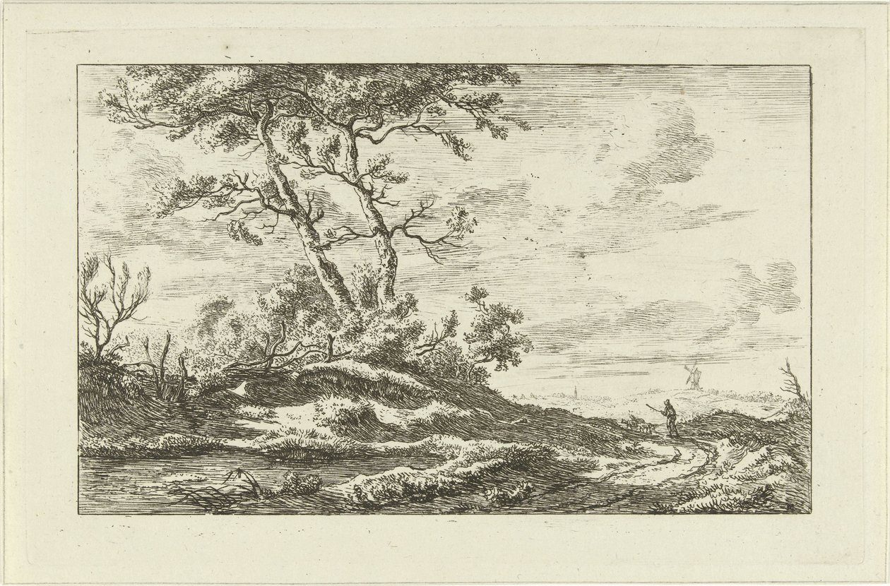 Pastor en un camino rural Paisajes (a-f) (título de la serie) de Carel Lodewijk Hansen