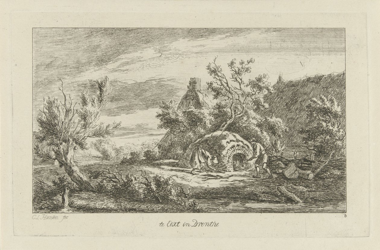 horno para una granja Te Eext en Drenthe (título sobre el objeto) Paisajes (a-f) (título de la serie) de Carel Lodewijk Hansen