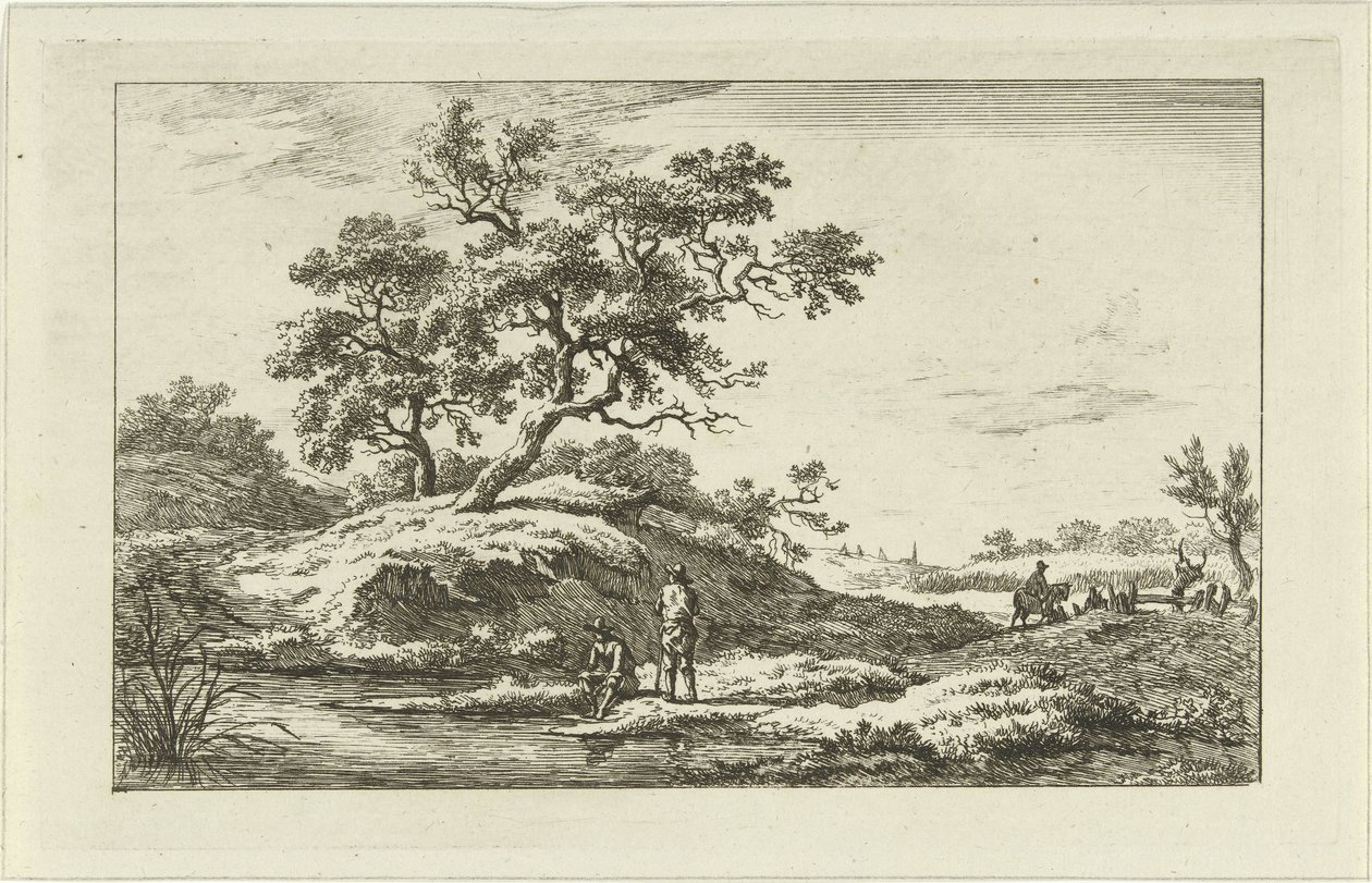 Viajeros en el paseo marítimo Paisajes (a-f) (título de la serie) de Carel Lodewijk Hansen