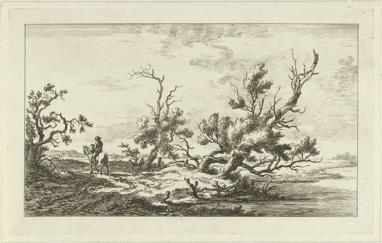 Jinete en un paisaje Paisajes (A-F) (título de la serie) de Carel Lodewijk Hansen
