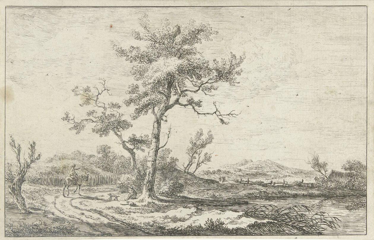 Jinete hablando en un camino rural de Carel Lodewijk Hansen