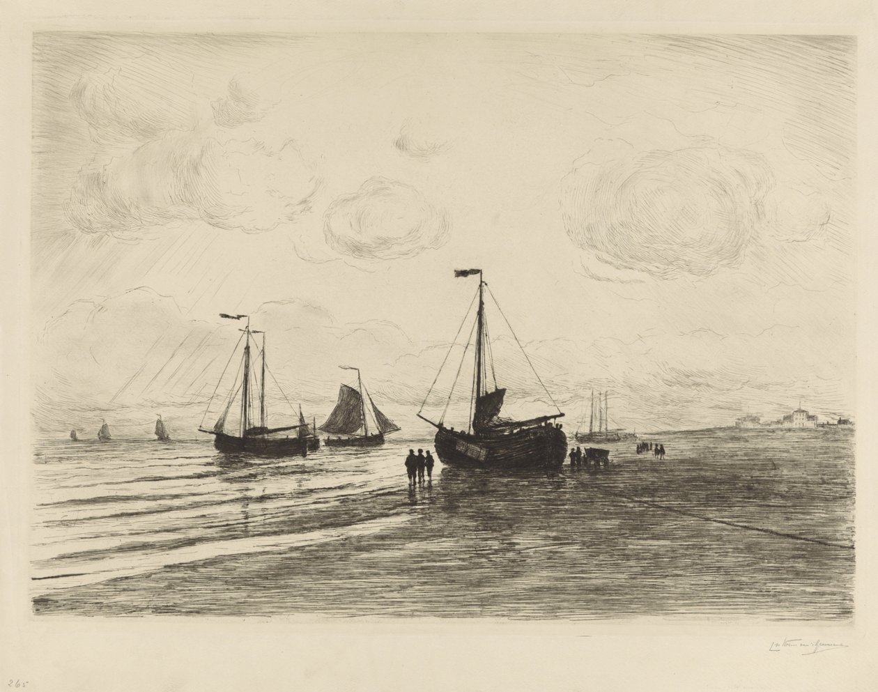 En la playa, cerca de Katwijk de Carel Nicolaas Storm van 