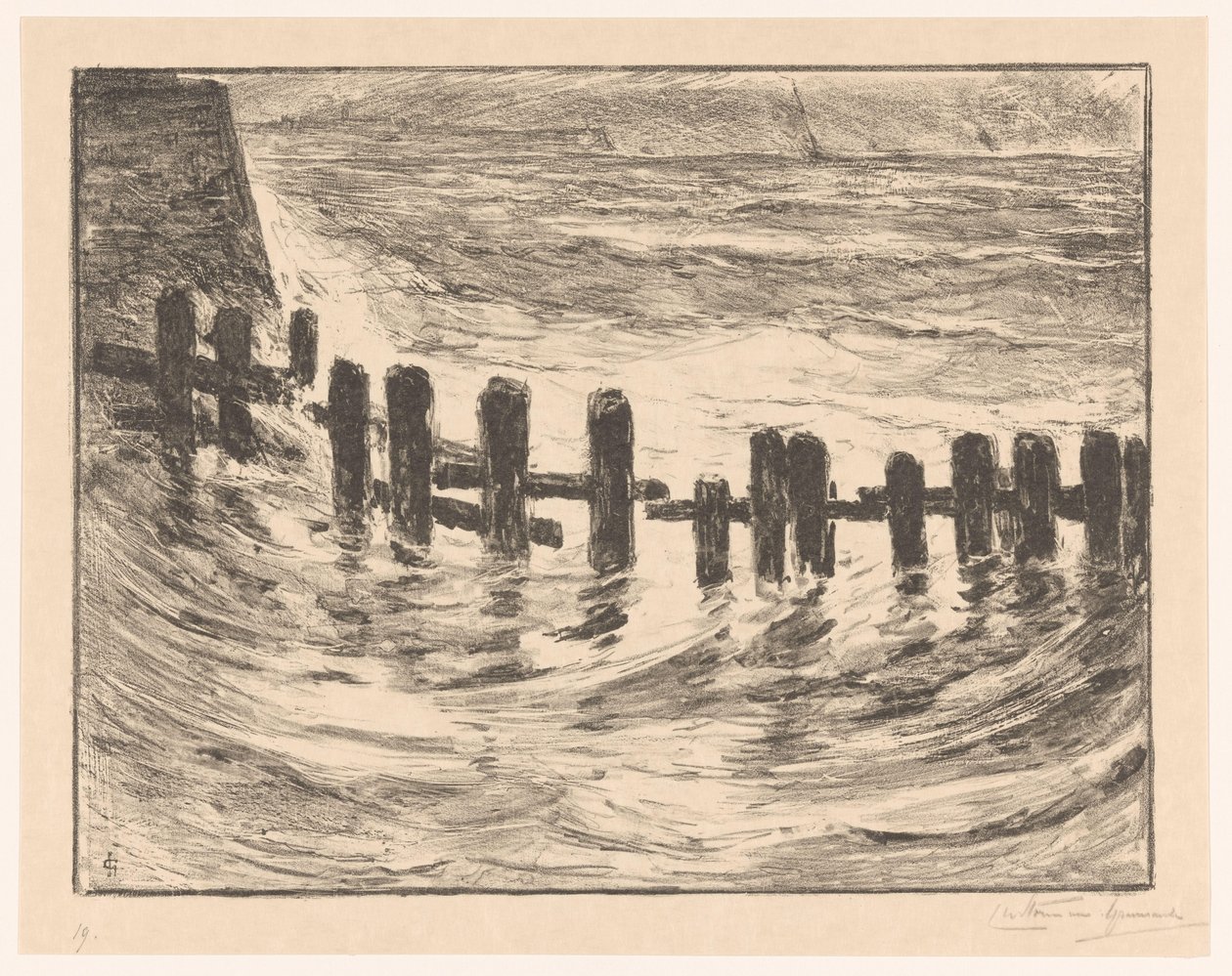 Trabajo de pilotes en el Escalda cerca de Vlissingen de Carel Nicolaas Storm van 